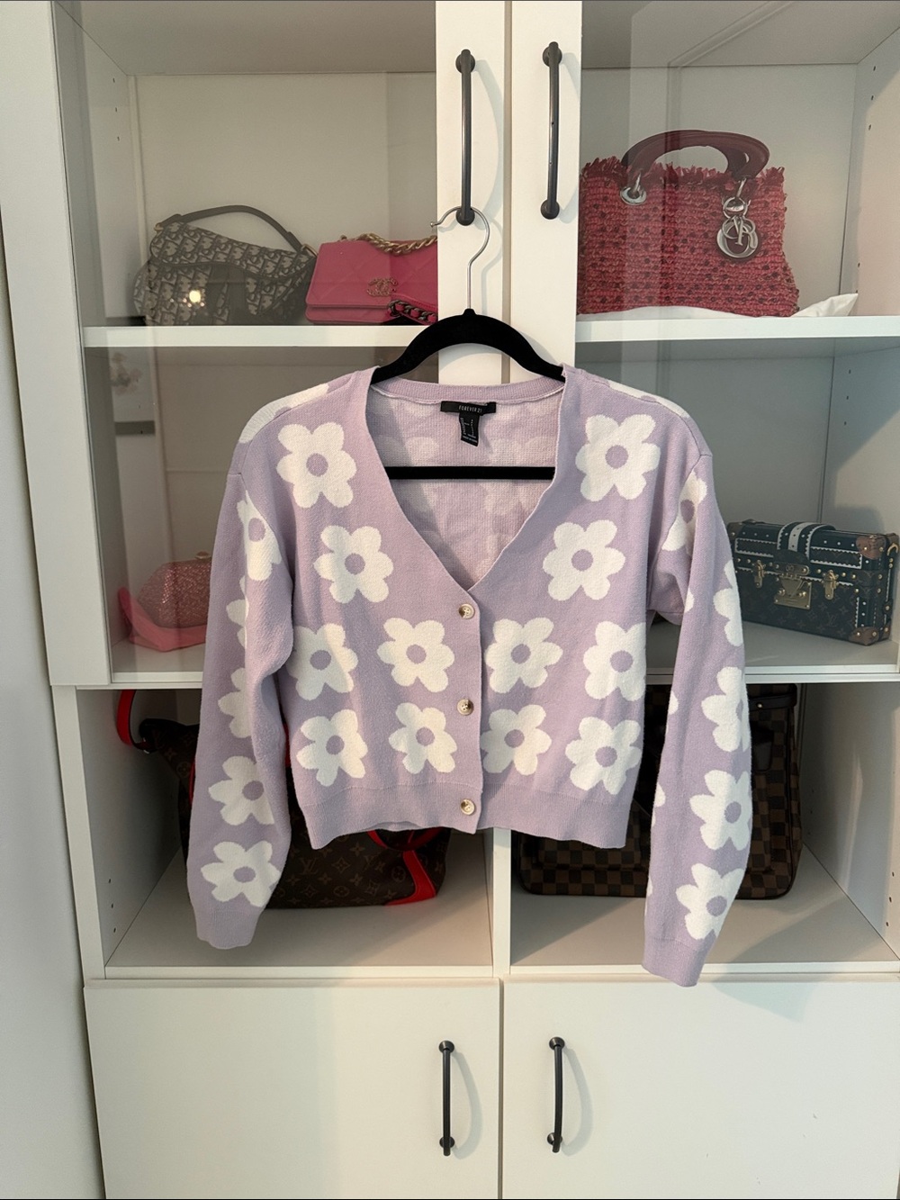 Forever 21 Lavender Floral Button-Front Cardigan - Picture 1 of 7